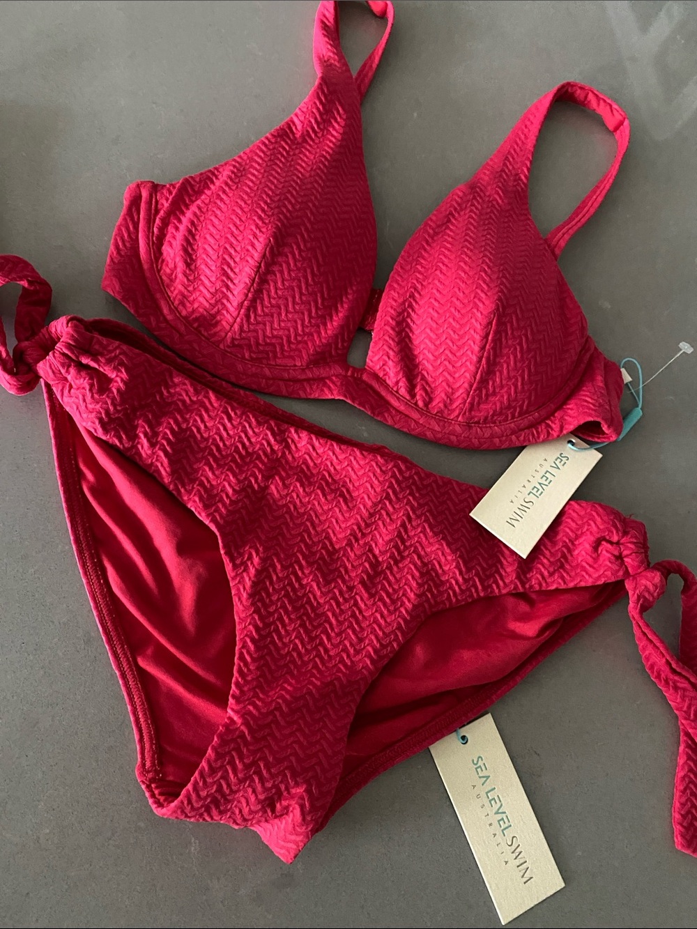 Sea Level Swim Soft Textured Retro Tie-Side Bikini Billabong Hurley Free People